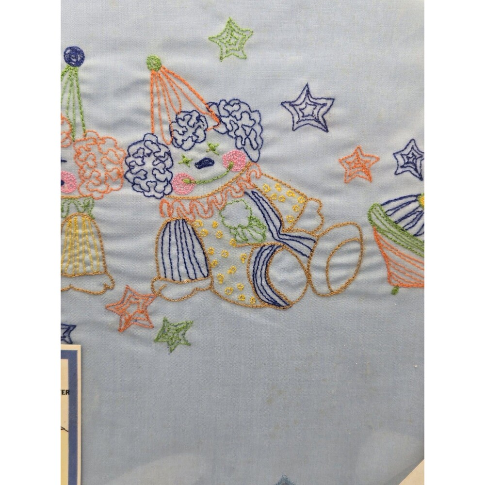 Crib Sheet Set Embroidered Clowns Scalloped Edges Bontage BNIP Baby Gift